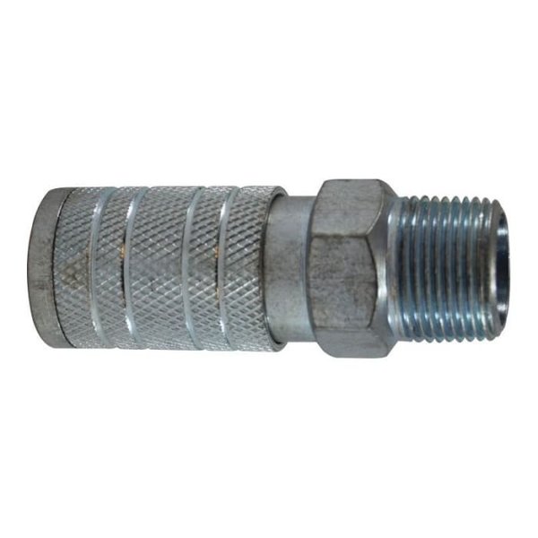 Midland Metal Pipe Coupler, Industrial Interchange, 34 Nominal, MNPT, 250 psi, 4 to 176 deg F, Steel, Import 99826